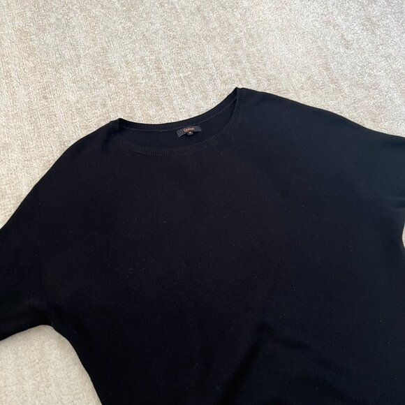 Quince Cashmere Cotton Link-Stitch Short Sleeve Dolman Sweater M Black - Picture 3 of 9